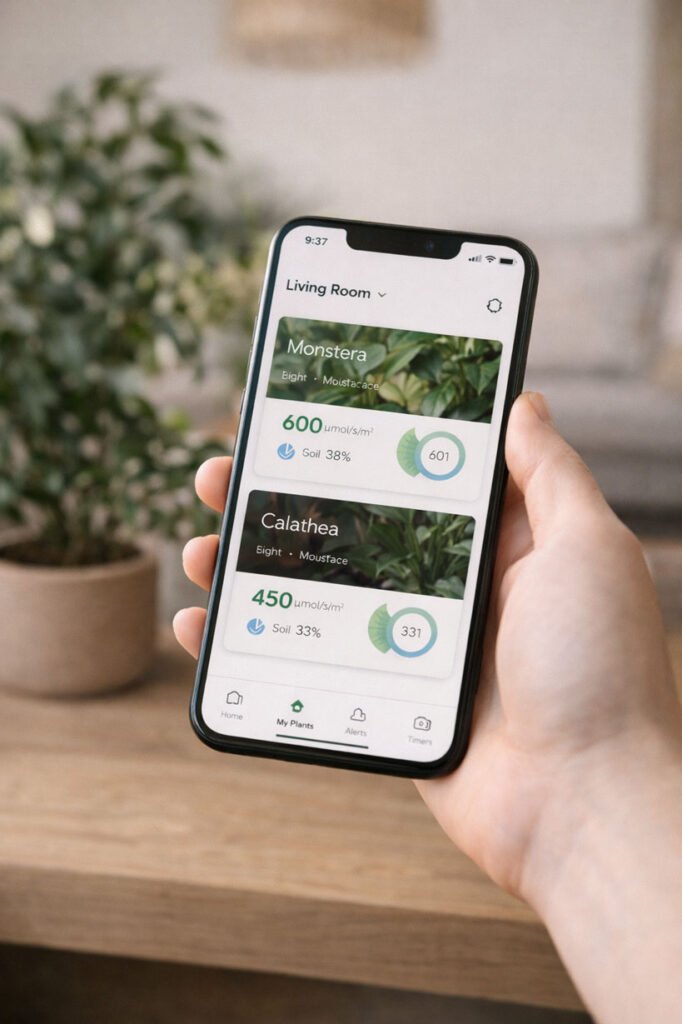 Application mobile de jardin d’intérieur permettant de suivre les données de culture et l’état des plantes en intérieur