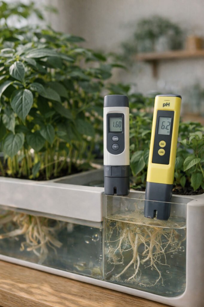 Mesure de l’EC et du pH pour équilibrer la solution nutritive en jardin d’intérieur