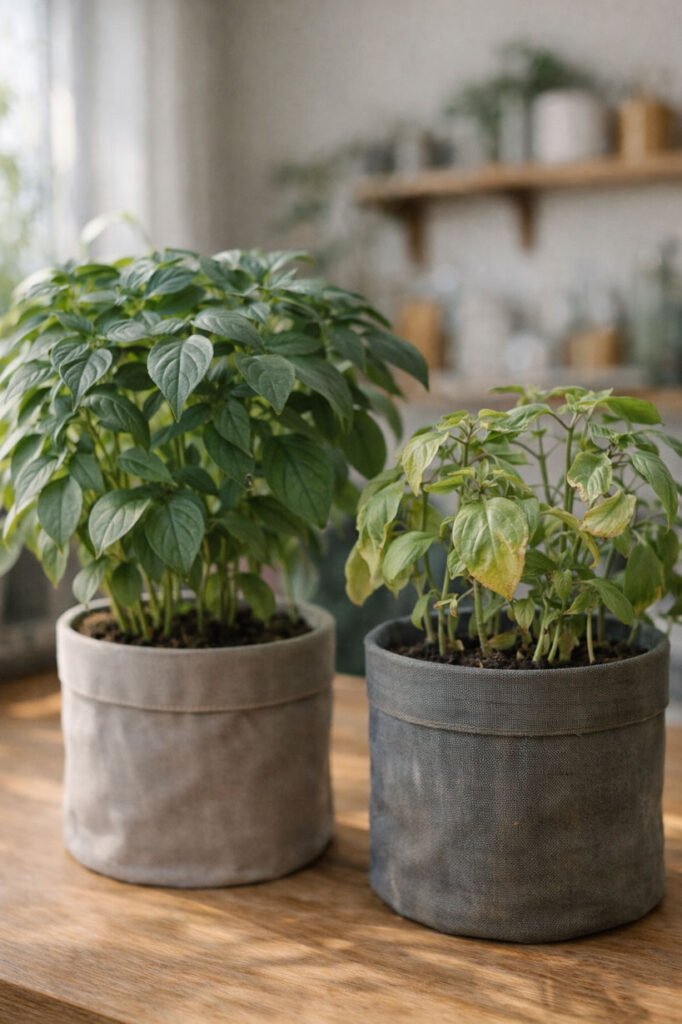 Différence de croissance des plantes selon le niveau d’EC de la solution nutritive