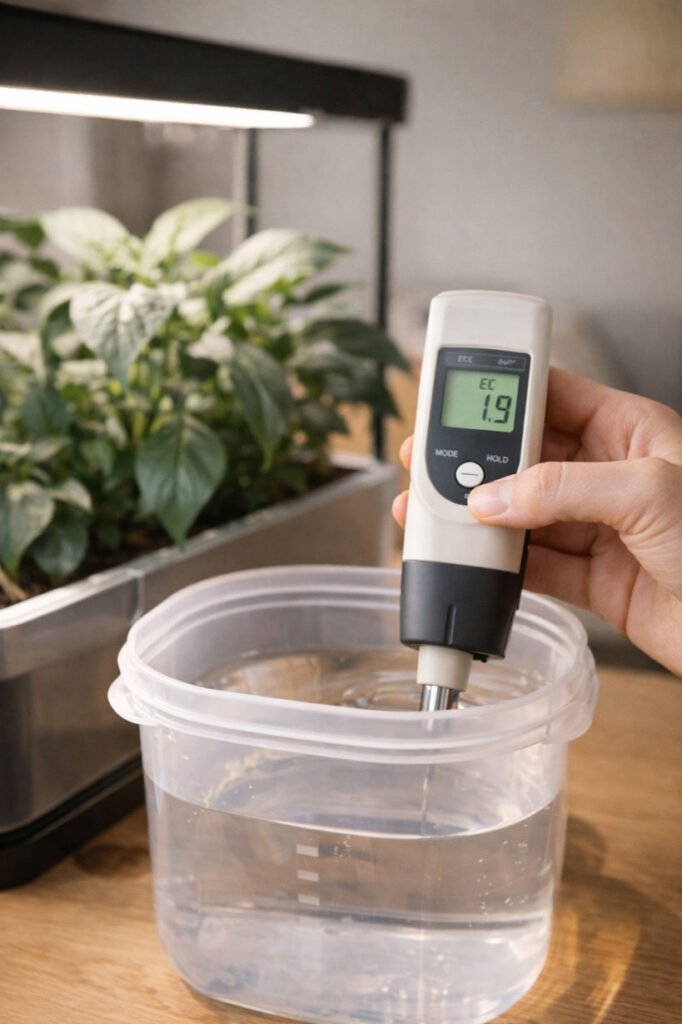 Testeur EC utilisé pour mesurer la concentration nutritive d’une solution en culture intérieure et hydroponique