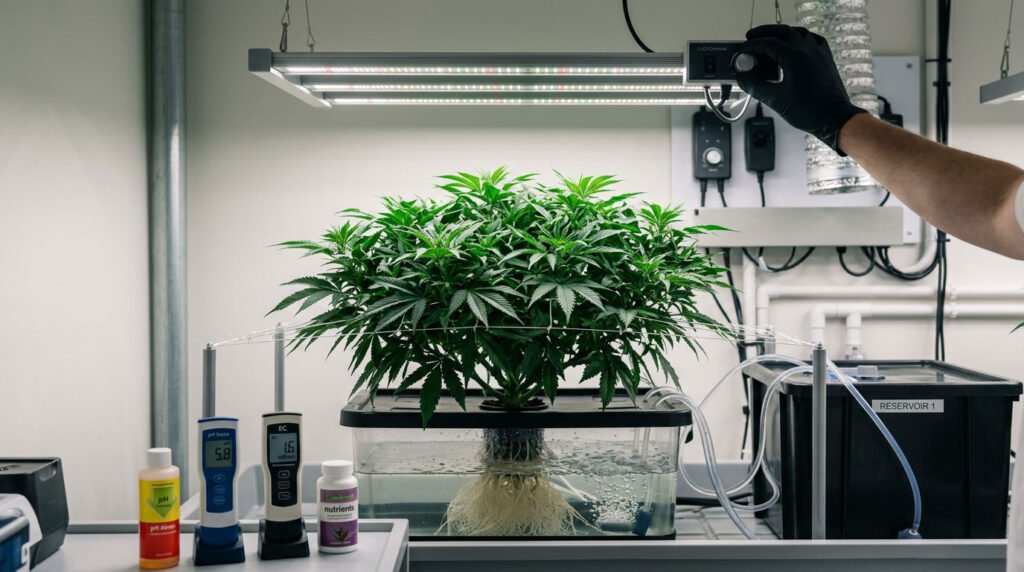 synchroniser lumière pH EC culture hydroponique intérieur stabilité plantes LED