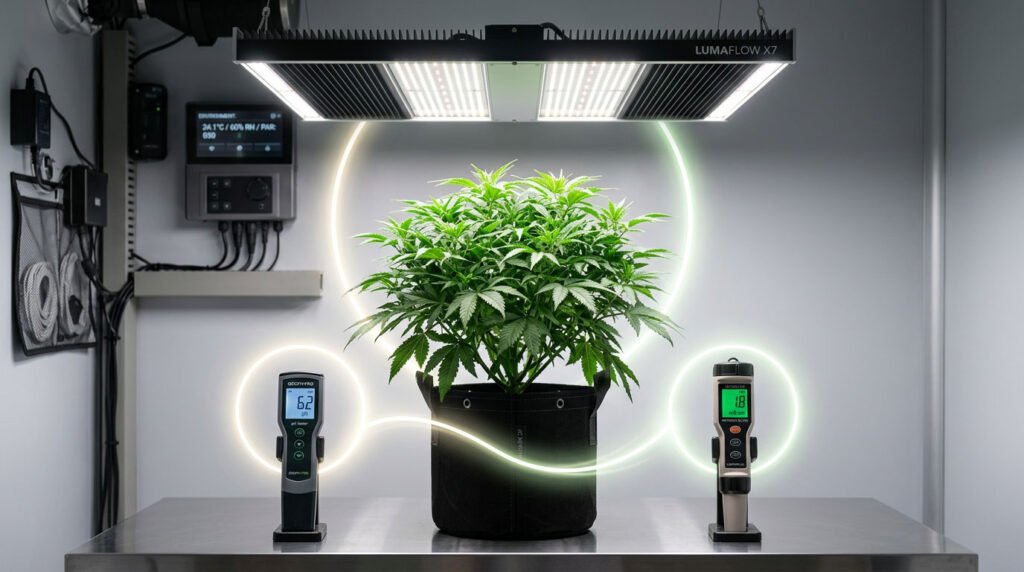 synchronisation lumière pH EC culture intérieure LED optimisation plantes