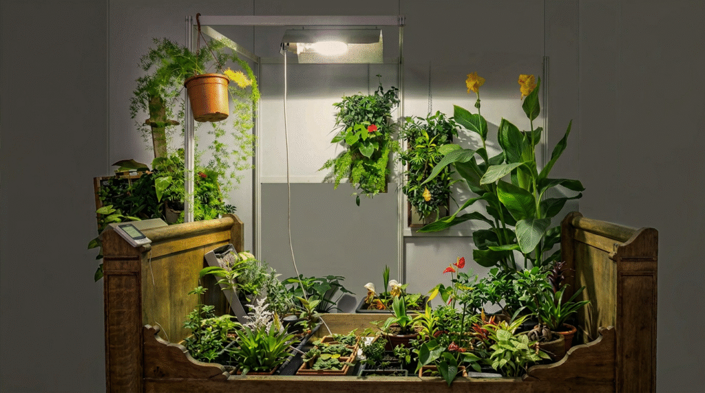 lampe horticole LED éclairage plantes mur végétal intérieur