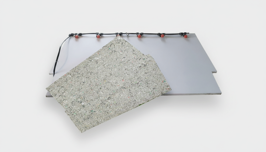 ligne de micro irrigation installée sur plaque PVC pour cadre végétal mural intérieur