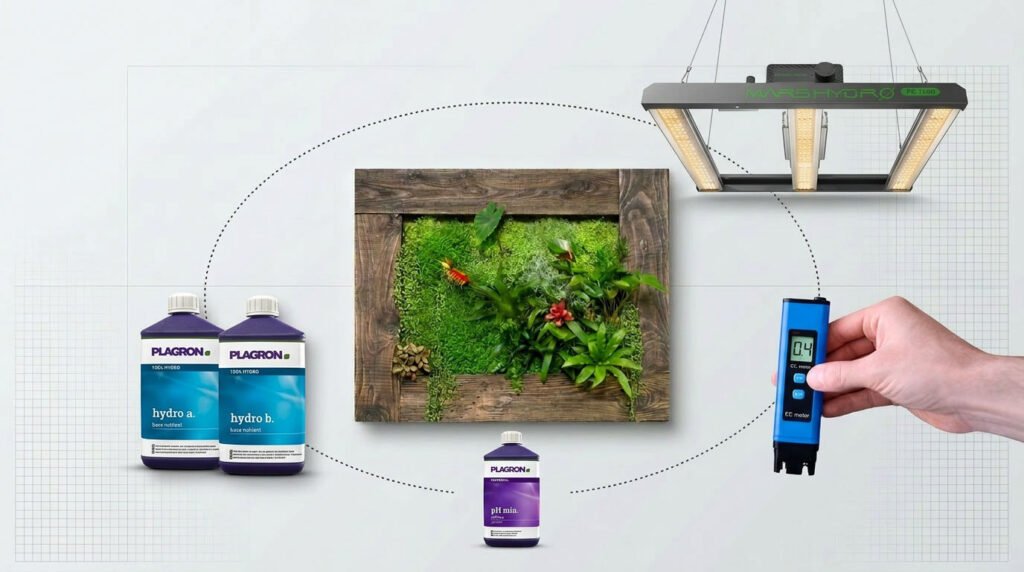 Un cadre végétal mural intérieur fonctionne grâce à un équilibre précis