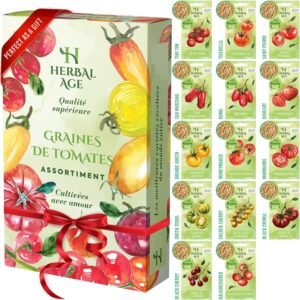HERBAL AGE kit graines tomates anciennes – 14 variétés, 500 graines pour culture intérieure et extérieure