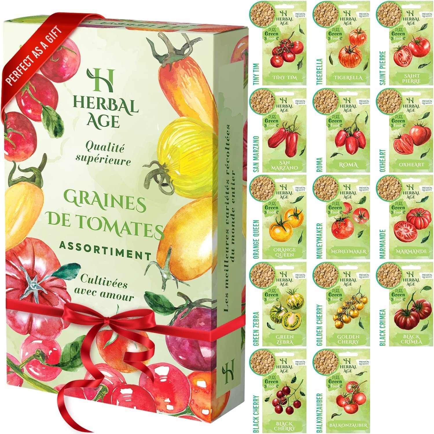HERBAL AGE kit graines tomates anciennes – 14 variétés, 500 graines pour culture intérieure et extérieure – Image 1
